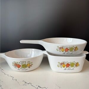 CorningWare Spice of Life Sauce Pan Skillets & Dish 3 pcs - La Sauge + Le Persil
